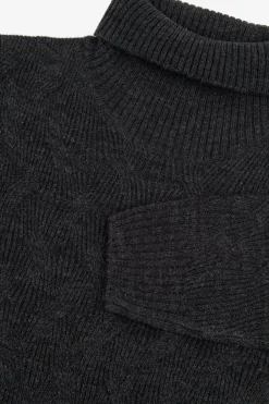 Maglia dolcevita a treccia discontinua antracite