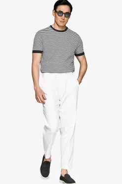 Maglia girocollo a righe blu