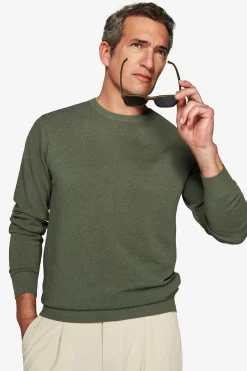 Maglia girocollo armaturata melange verde