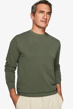 Maglia girocollo armaturata melange verde