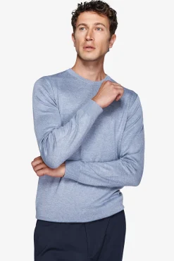 Maglia girocollo basic celeste