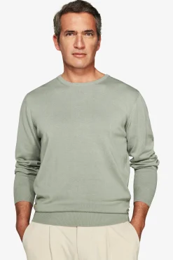 Maglia girocollo basic in cotone verde chiaro
