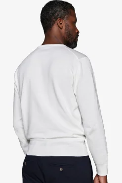 Maglia girocollo basic in cotone panna