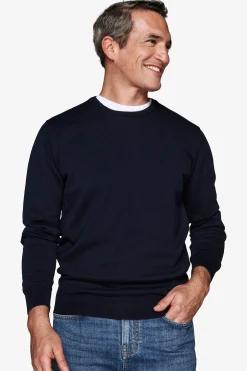 Maglia girocollo basic in cotone blu