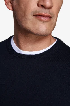 Maglia girocollo basic in cotone blu