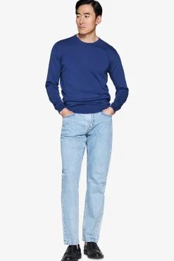 Maglia girocollo basic in cotone royal