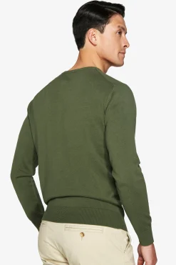Maglia girocollo basic in cotone verde