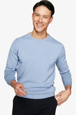 Maglia girocollo basic in cotone azzurra