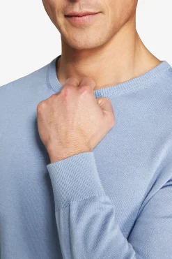 Maglia girocollo basic in cotone azzurra