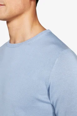 Maglia girocollo basic in cotone azzurra