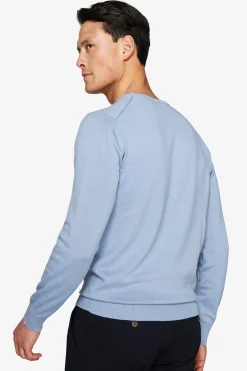 Maglia girocollo basic in cotone azzurra