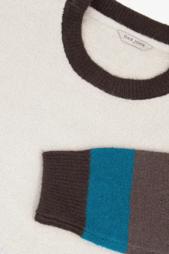 Maglia girocollo block color petrolio