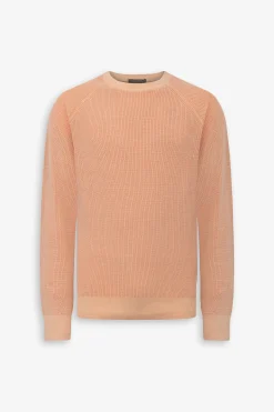 Maglia girocollo costina albicocca