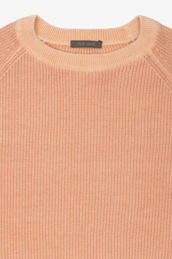 Maglia girocollo costina albicocca
