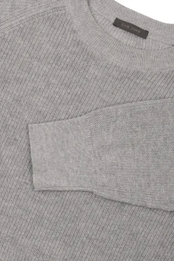 Maglia girocollo costina grigio chiaro