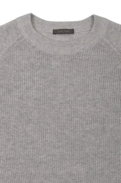 Maglia girocollo costina grigio chiaro