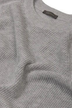 Maglia girocollo costina grigio chiaro