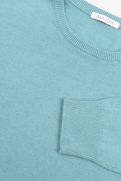 Maglia girocollo cotone turchese