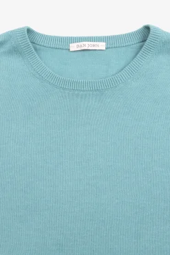 Maglia girocollo cotone turchese