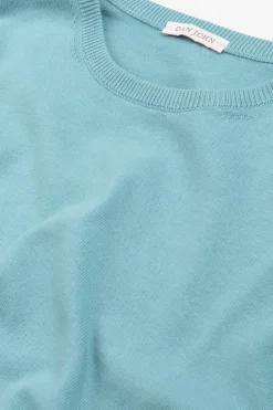 Maglia girocollo cotone turchese