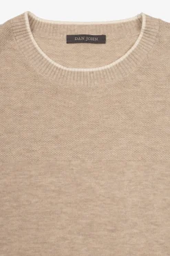 Maglia girocollo effetto melange sabbia