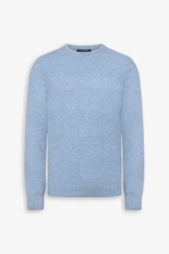 Maglia girocollo effetto melange celeste