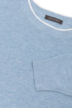 Maglia girocollo effetto melange celeste