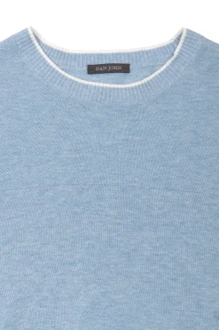 Maglia girocollo effetto melange celeste