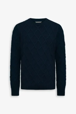 Maglia girocollo fantasia 3D blu