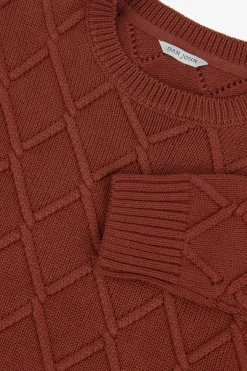 Maglia girocollo fantasia 3D coccio