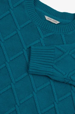 Maglia girocollo fantasia 3D petrolio