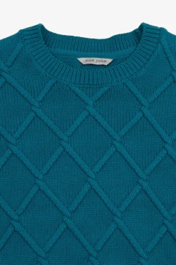 Maglia girocollo fantasia 3D petrolio