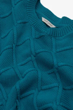 Maglia girocollo fantasia 3D petrolio