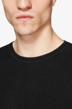 Maglia girocollo misto lino nera