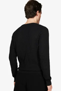 Maglia girocollo misto lino nera