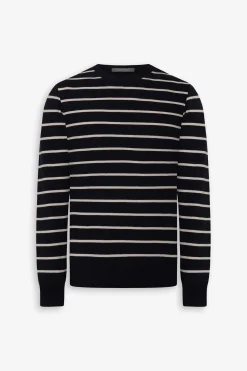 Maglia girocollo righe a contrasto blu