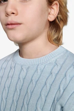 Maglia girocollo treccia celeste Kids