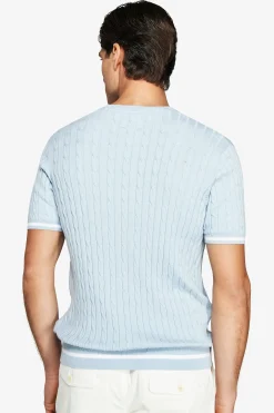 Maglia girocollo treccia celeste DNJ