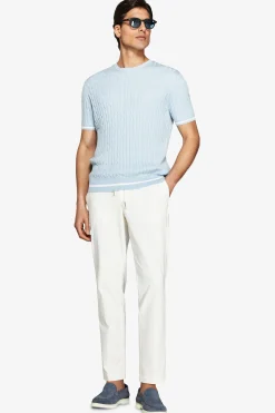 Maglia girocollo treccia celeste DNJ