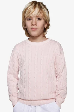 Maglia girocollo treccia rosa Kids