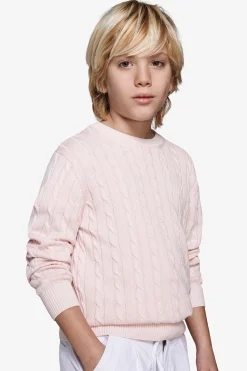 Maglia girocollo treccia rosa Kids