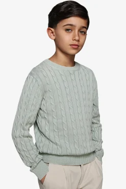 Maglia girocollo treccia salvia Kids