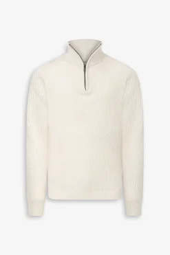Maglia mezza zip costa inglese panna