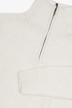 Maglia mezza zip costa inglese panna