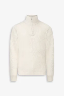 Maglia mezza zip costa inglese panna