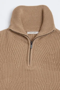 Maglia mezza zip costa inglese cammello
