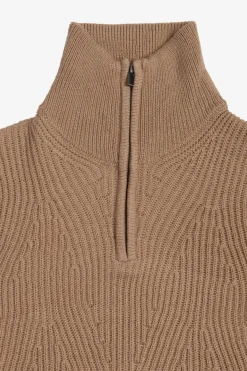 Maglia mezza zip costa inglese cammello