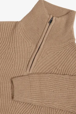 Maglia mezza zip costa inglese cammello