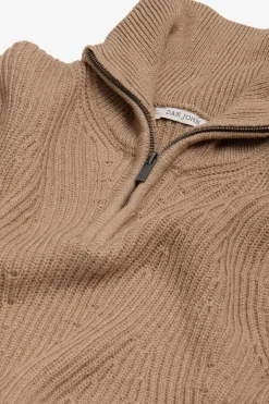 Maglia mezza zip costa inglese cammello