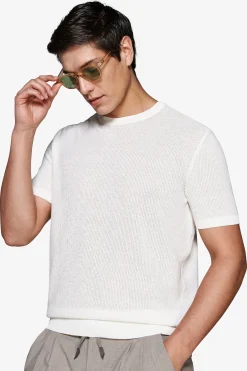 Maglia misto lino armaturata panna